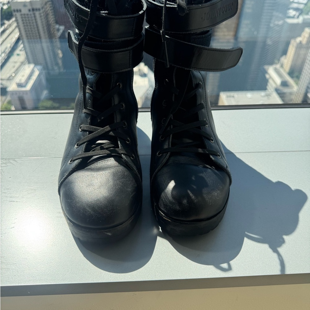 Black Leather Combat Boots